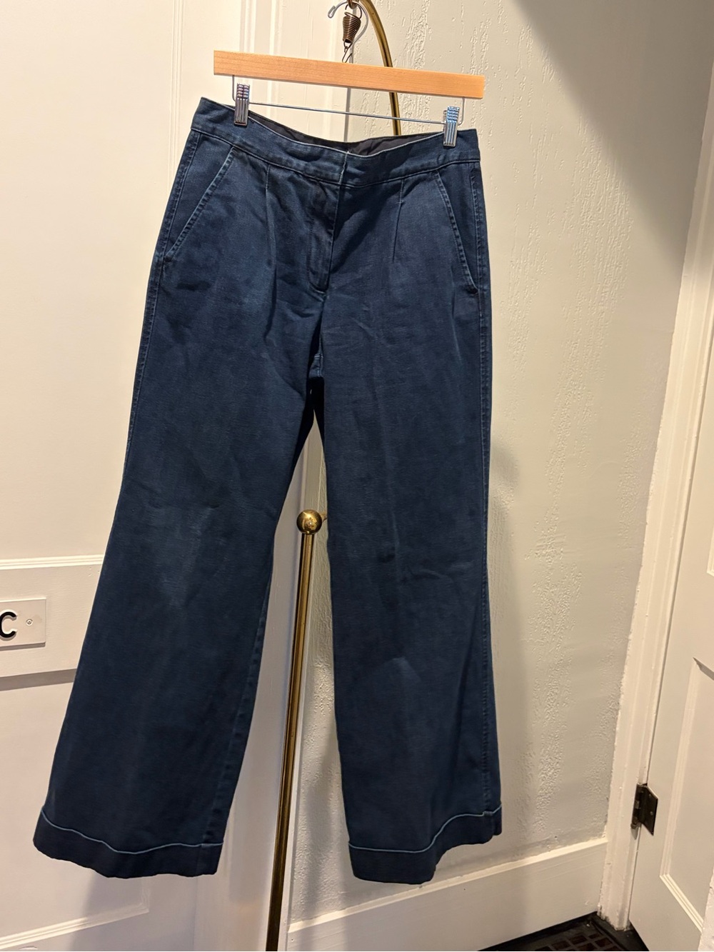 L.L. Bean Women's Dark Wash Wide Leg Trouser Jeans